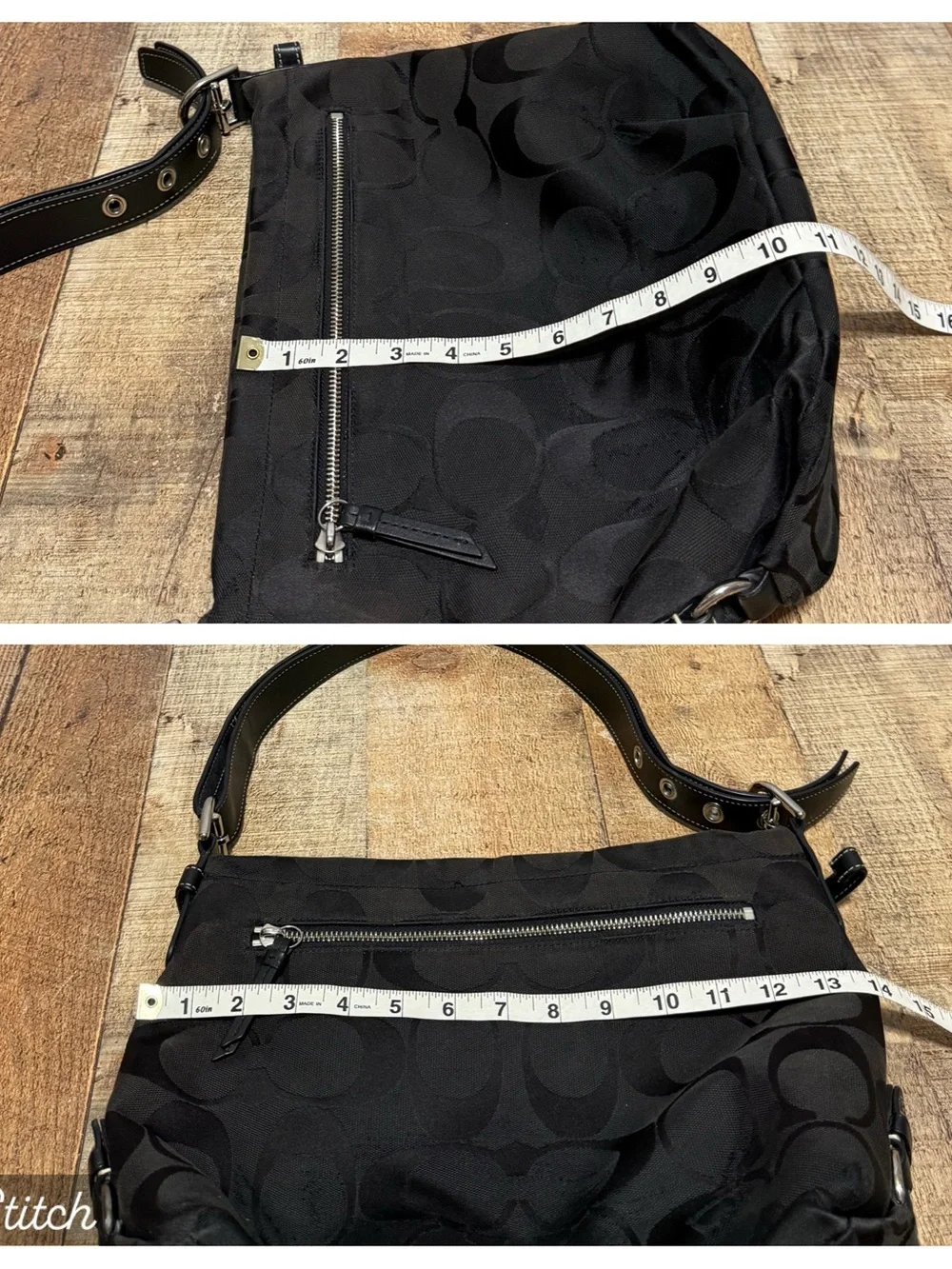 COACH F15067 Signature Duffle Logo Crossbody Bag Top Zip Black